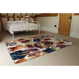 Autumn Geometric Flowers Rug - Orange / 150cm - thumbnail 3