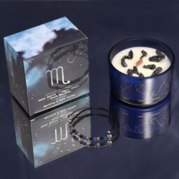 Scorpio Zodiac Crystal Candle Gemstone Bracelet Set - Blue - thumbnail 4