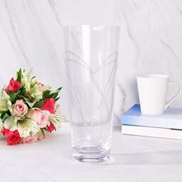Etched Heart Detail Crystal Glass Vase - Clear - thumbnail 2