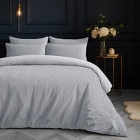 Velvet Embossed Leaf Pattern Duvet Set - Silver / Double - image 1