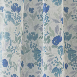 Mia Floral Print Sheer Voile Panels - Pair - Blue / 183cm - thumbnail 3