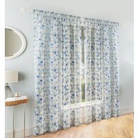 Mia Floral Print Sheer Voile Panels - Pair - Blue / 183cm - thumbnail 1