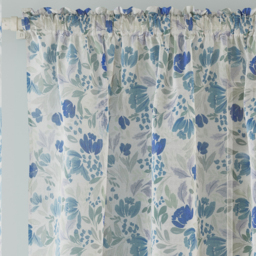 Mia Floral Print Sheer Voile Panels - Pair - Blue / 183cm - thumbnail 5