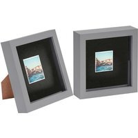 "3D Box Photo Frame with 2"" x 2"" Mount - 6"" x 6"" - Pack of 2 - Grey/Black" - thumbnail 1