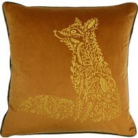 Forest Fauna Fox Velvet Piped Cushion - Rust/Gold / Polyester - image 1