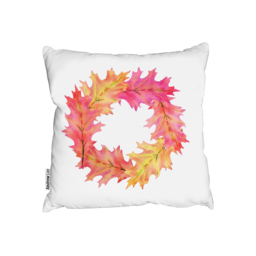 Pink  Orange Autumn Reath Outdoor Cushion - Orange / 60cm - thumbnail 2