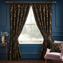 Shiraz Pencil Pleat Curtains - Black / 228cm - thumbnail 2