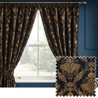 Shiraz Pencil Pleat Curtains - Black / 228cm - thumbnail 1