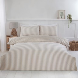 Gingham Check Polycotton Duvet Set With Pillowcase - Natural / Single - thumbnail 2