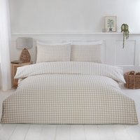 Gingham Check Polycotton Duvet Set With Pillowcase - Natural / Single