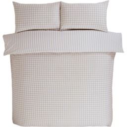 Gingham Check Polycotton Duvet Set With Pillowcase - Natural / Single - thumbnail 3