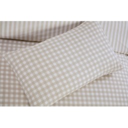 Gingham Check Polycotton Duvet Set With Pillowcase - Natural / Single - thumbnail 4