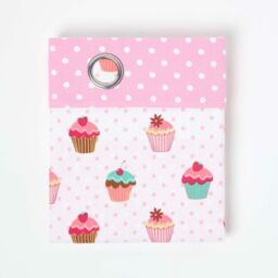 Cupcakes Ready Made Eyelet Curtain Pair - Pink / 137cm - thumbnail 2