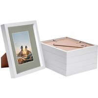 "8x10"" White 3D Box Photo Frame - 4x6"" Mount - Pack of 5 - White/Grey"