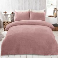 Teddy Fleece Duvet Cover Set - Pink / Superking