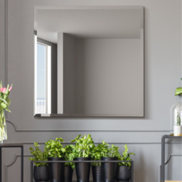 Frameless All Glass Modern Bevelled Square Wall Mirror - Black - thumbnail 3
