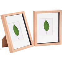 "3D Box Photo Frame - 8x10"" with 4 x 6"" Mount - Pack of 2 - Light Wood"