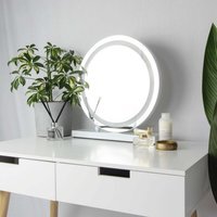 Lucille Hollywood Round Vanity Mirror with Halo LED Light - White / Single - thumbnail 1
