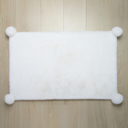 Luxury Rabbit Fur Pom Rug - White - thumbnail 5