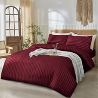 3Pcs Stripe Duvet Cover Set With Pillowcase - Burgundy / King - image 1