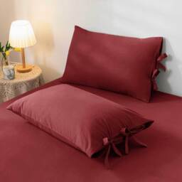 3Pcs Stripe Duvet Cover Set With Pillowcase - Burgundy / King - thumbnail 4