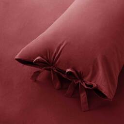 3Pcs Stripe Duvet Cover Set With Pillowcase - Burgundy / King - thumbnail 5
