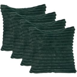 Pack Of Faux Fur Ribbed Cushion Covers - Green / 4 - thumbnail 5