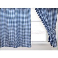Gingham Check Bluebell Curtains Or Pelmets Blue Pencil Pleat Header - Bluebell / 66in / 42in - image 1