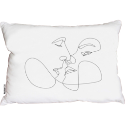 Couple Kiss In Line Art Cushion - White - thumbnail 2