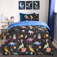 Space Dino Reversible Duvet Set - Navy / Double