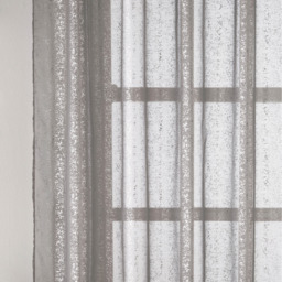 Pair of Slot  Top Sheer Voile Panels with Metallic Shimmer Print - Grey / 122cm - thumbnail 4