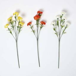 Yellow Artificial Carnation Spray Single Stem Set of 3, 55cm - Yellow, Orange, White - thumbnail 2
