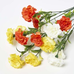 Yellow Artificial Carnation Spray Single Stem Set of 3, 55cm - Yellow, Orange, White - thumbnail 3