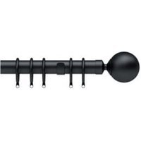 28mm Nikola Black Ball End Metal Curtain Pole Set - Black / 125cm