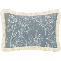 Mae Embroidered Cotton Cushion - French Blue / 80 Feather 20 Polyester - thumbnail 1