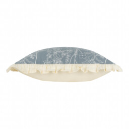 Mae Embroidered Cotton Cushion - French Blue / 80 Feather 20 Polyester - thumbnail 3