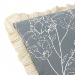 Mae Embroidered Cotton Cushion - French Blue / 80 Feather 20 Polyester - thumbnail 4