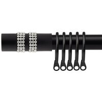16-19mm Sparkle Extendable Durable Metal Curtain Pole Set - Black / 160cm