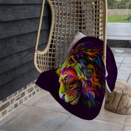 Lion'S Head On A Purple Background In Popart Style Blanket - Purple - thumbnail 4