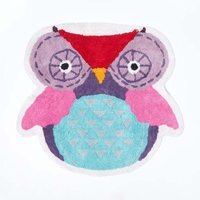Cotton Tufted Colourful Owl Children Rug - Pink - thumbnail 1