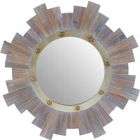 Mataram Black Natural Rattan Eye Shape Wall Mirror - Grey - thumbnail 1