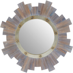 Mataram Black Natural Rattan Eye Shape Wall Mirror - Grey - thumbnail 2