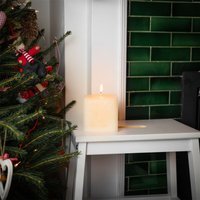 Square Vanilla Pillar Candle Cream - Natural / 120hr