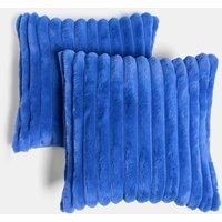 OHS Faux Fur Thick Ribbed Cushion Covers - Cobalt Blue / 45cm / Machine washable at 40°C. Tumble dry friendly. Do not bleach or iron. / 2
