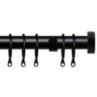 25-28mm Stud End Black Metal Curtain Pole Set - Black / 170cm - image 1
