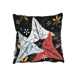 Leaves And Flowers. Autumn Pattern Outdoor Cushion - Black / 60cm - thumbnail 2