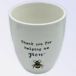 Thank You For Helping Me Grow Bee Ceramic Plant Pot - white - thumbnail 3
