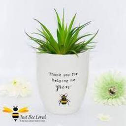 Thank You For Helping Me Grow Bee Ceramic Plant Pot - white - thumbnail 5