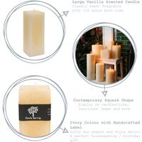 Square Vanilla Pillar Candles - 110 Hours - Cream - Pack of 3 - Natural - image 1