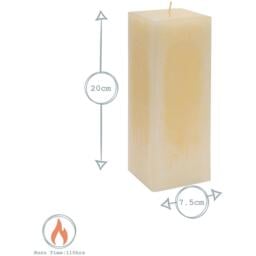 Square Vanilla Pillar Candles - 110 Hours - Cream - Pack of 3 - Natural - thumbnail 2